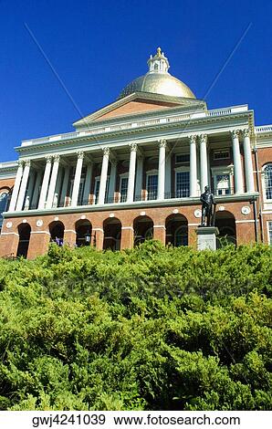 Stock Photo - Low angle view of a building, Massachusetts State Capitol, Boston, Massachusetts, USA. Fotosearch