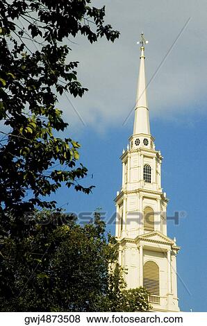 Low angle view of a church spire, Old North Church, Boston, Massachusetts, USA View Large Photo Image Stock Photo - Low angle view of a church spire, Old North Church, Boston, Massachusetts, USA. Fotosearch