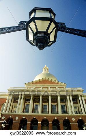 Low angle view of a lamp in front of a building, State House, Boston, Massachusetts, USA View Large Photo Image Stock Image - Low angle view of a lamp in front of a building, State House, Boston, Massachusetts, USA. Fotosearch