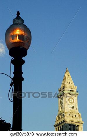 Low angle view of a street light in front of a clock tower, Boston, Massachusetts, USA View Large Photo Image Stock Image - Low angle view of a street light in front of a clock tower, Boston, Massachusetts, USA. Fotosearch