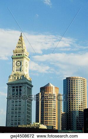 Low angle view of buildings in a city, Custom House, Boston, Massachusetts, USA View Large Photo Image Stock Image - Low angle view of buildings in a city, Custom House, Boston, Massachusetts, USA. Fotosearch
