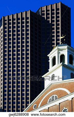 Low angle view of buildings in a city, Faneuil Hall, Boston, Massachusetts, USA View Large Photo Image Stock Photo - Low angle view of buildings in a city, Faneuil Hall, Boston, Massachusetts, USA. Fotosearch