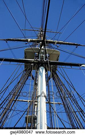 Low angle view of the mast of a sailing ship View Large Photo Image Stock Photo - Low angle view of the mast of a sailing ship. Fotosearch
