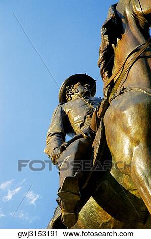 Stock Image - Low angle view of the statue of a man on a horse, Paul Revere Statue, Boston, Massachusetts, USA. Fotosearch