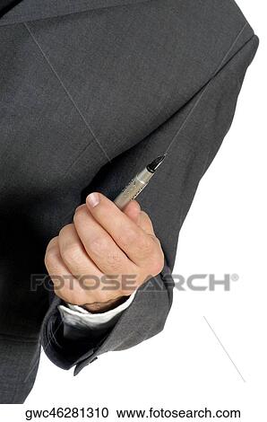 Stock Image - Mid section view of a businessman holding a pen. Fotosearch