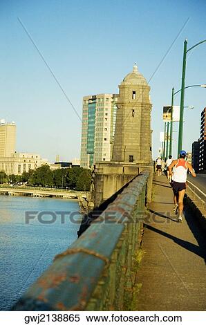 People running on a bridge, Longfellow Bridge, Charles River, Boston, Massachusetts, USA View Large Photo Image Stock Photography - People running on a bridge, Longfellow Bridge, Charles River, Boston, Massachusetts, USA. Fotosearch