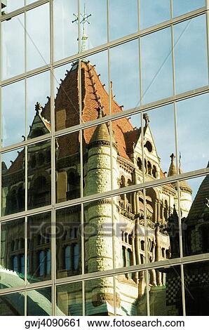 Reflection of a church on a building, Trinity Church, John Hancock Tower, Boston, Massachusetts, USA View Large Photo Image Stock Image - Reflection of a church on a building, Trinity Church, John Hancock Tower, Boston, Massachusetts, USA. Fotosearch