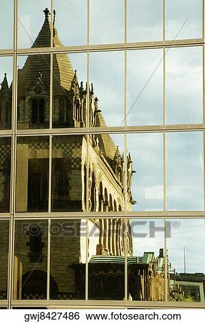 Reflection of a church on a building, Trinity Church, John Hancock Tower, Boston, Massachusetts, USA View Large Photo Image Stock Photograph - Reflection of a church on a building, Trinity Church, John Hancock Tower, Boston, Massachusetts, USA. Fotosearch
