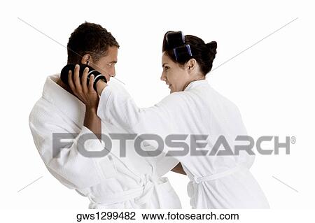 Side profile of a young couple sparring View Large Photo Image Stock Image - Side profile of a young couple sparring. Fotosearch