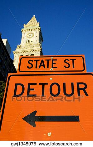 Sign board in front of a clock tower, Custom House, Boston, Massachusetts, USA View Large Photo Image Stock Photograph - Sign board in front of a clock tower, Custom House, Boston, Massachusetts, USA. Fotosearch
