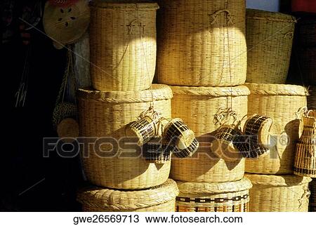 Stack of wicker baskets View Large Photo Image Stock Image - Stack of wicker baskets. Fotosearch