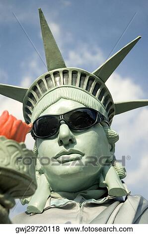 Sunglasses on the Statue of Liberty, New York City, New York State, USA View Large Photo Image Stock Photo - Sunglasses on the Statue of Liberty, New York City, New York State, USA. Fotosearch