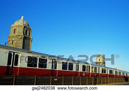 Train on a railroad track, Longfellow Bridge, Boston, Massachusetts, USA View Large Photo Image Stock Photo - Train on a railroad track, Longfellow Bridge, Boston, Massachusetts, USA. Fotosearch