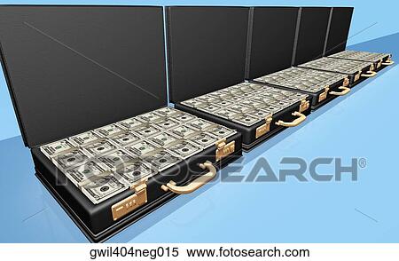 American dollar bills in briefcases View Large Illustration Stock Illustration - American dollar bills in briefcases. Fotosearch