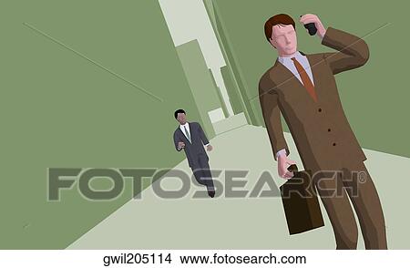 Businessman talking on a cordless phone View Large Illustration Stock Illustration - Businessman talking on a cordless phone. Fotosearch