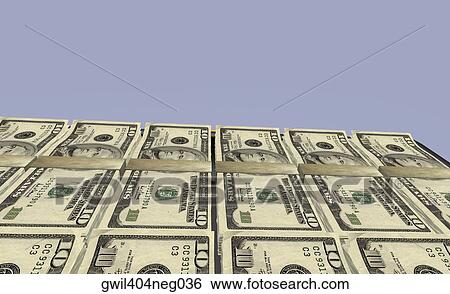 Close-up of bundles of American ten dollar bills View Large Illustration Stock Illustration - Close-up of bundles of American ten dollar bills. Fotosearch