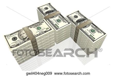 High angle view of bundles of American ten dollar bills and one hundred dollar bills View Large Illustration Stock Illustration - High angle view of bundles of American ten dollar bills and one hundred dollar bills. Fotosearch