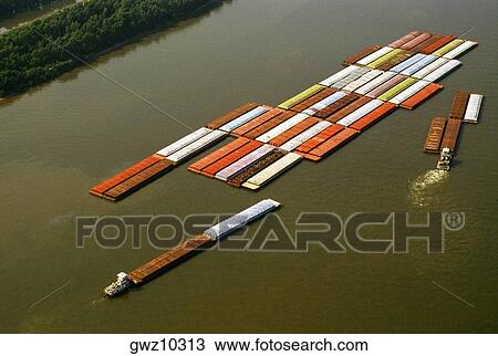 Aerial view of grain barges on the river, Mississippi River, New Orleans, Louisiana, USA View Large Photo Image Stock Image - Aerial view of grain barges on the river, Mississippi River, New Orleans, Louisiana, USA. Fotosearch