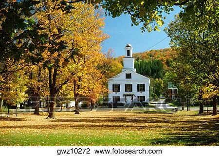 Stock Image - Church in the garden, Chelsea, Vermont, USA. Fotosearch