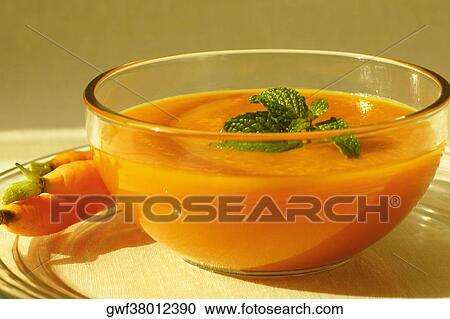Close-up of a bowl of carrot soup View Large Photo Image Stock Image - Close-up of a bowl of carrot soup. Fotosearch