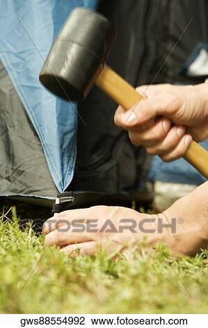 Close-up of a person's hand putting up a tent View Large Photo Image Stock Image - Close-up of a person's hand putting up a tent. Fotosearch