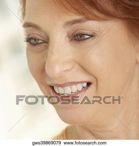 Stock Photo - Close-up of a senior woman smiling. Fotosearch