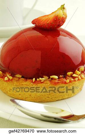 Close-up of a strawberry tart in a plate View Large Photo Image Stock Image - Close-up of a strawberry tart in a plate. Fotosearch