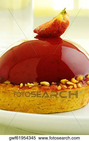 Close-up of a strawberry tart in a plate View Large Photo Image Stock Photography - Close-up of a strawberry tart in a plate. Fotosearch