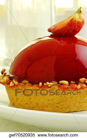 Close-up of a strawberry tart in a plate View Large Photo Image Stock Photography - Close-up of a strawberry tart in a plate. Fotosearch