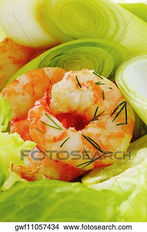 Picture - Close-up of shrimp and vegetable salad. Fotosearch