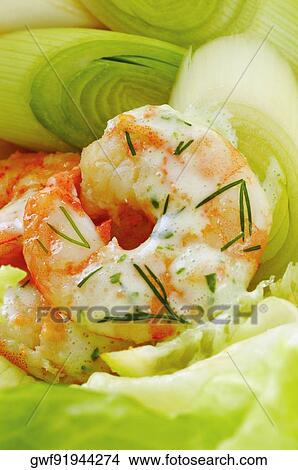 Close-up of shrimp and vegetable salad View Large Photo Image Picture - Close-up of shrimp and vegetable salad. Fotosearch