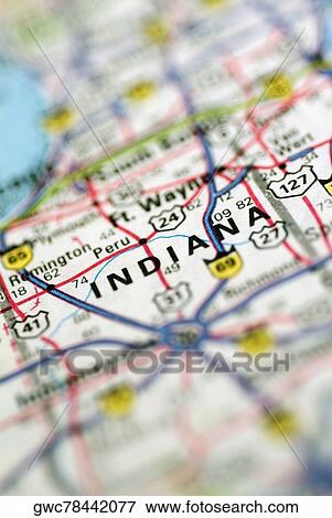 Close-up of the map of Indiana View Large Photo Image Stock Photo - Close-up of the map of Indiana. Fotosearch