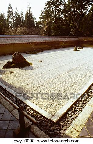 High angle view of rocks in a rock garden, Ryoanji Temple, Kyoto, Japan View Large Photo Image Stock Photo - High angle view of rocks in a rock garden, Ryoanji Temple, Kyoto, Japan. Fotosearch