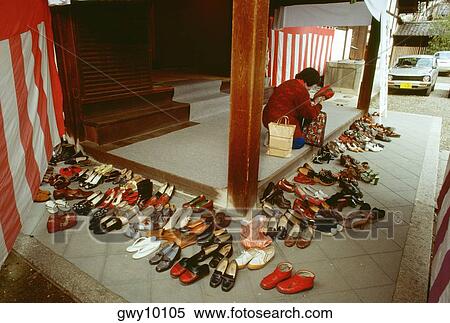 High angle view of shoes at a restaurant entrance, Kyoto, Japan View Large Photo Image Stock Photography - High angle view of shoes at a restaurant entrance, Kyoto, Japan. Fotosearch
