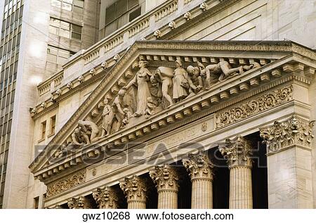 Low angle view of a building, New York Stock Exchange, New York City, New York State, USA View Large Photo Image Stock Photo - Low angle view of a building, New York Stock Exchange, New York City, New York State, USA. Fotosearch