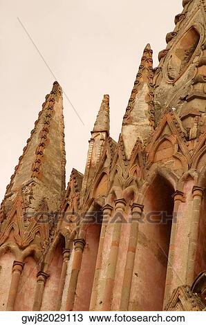 Low angle view of a cathedral, La Parroquia De San Miguel Arcangel Church, San Miguel De Allende, Guanajuato, Mexico View Large Photo Image Stock Image - Low angle view of a cathedral, La Parroquia De San Miguel Arcangel Church, San Miguel De Allende, Guanajuato, Mexico. Fotosearch