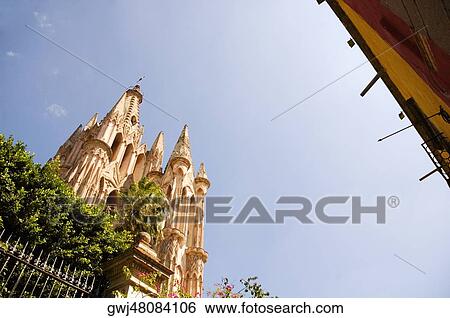 Low angle view of a cathedral, La Parroquia De San Miguel Arcangel Church, San Miguel De Allende, Guanajuato, Mexico View Large Photo Image Stock Photograph - Low angle view of a cathedral, La Parroquia De San Miguel Arcangel Church, San Miguel De Allende, Guanajuato, Mexico. Fotosearch