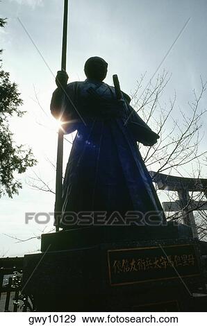 Stock Photo - Low angle view of a statue, Nichiren Statue, Higashi Park, Fukuoka, Japan. Fotosearch