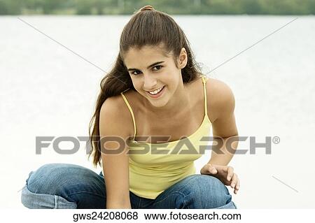 Portrait of a girl smiling View Large Photo Image Stock Photo - Portrait of a girl smiling. Fotosearch