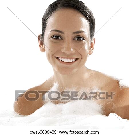Portrait of a young woman with soap on her body View Large Photo Image Stock Image - Portrait of a young woman with soap on her body. Fotosearch