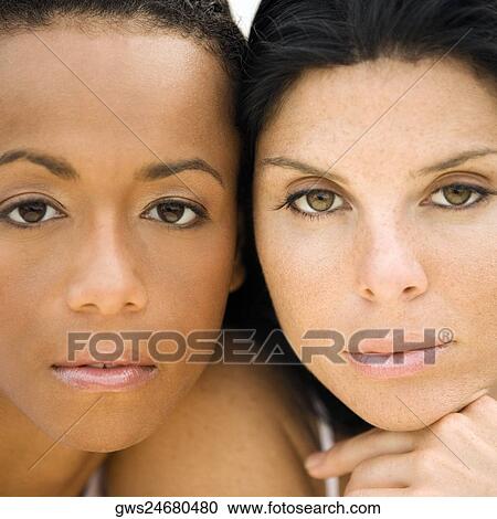 Stock Image - Portrait of two young women. Fotosearch