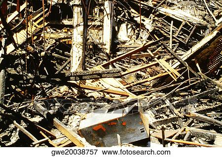 Remains of a burned house, Los Angeles, California, USA View Large Photo Image Stock Photo - Remains of a burned house, Los Angeles, California, USA. Fotosearch