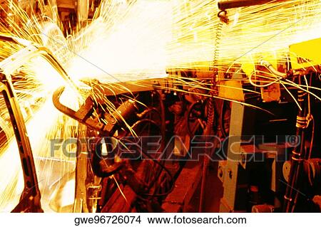 Robots welding automobile van bodies, Baltimore, Maryland, USA View Large Photo Image Picture - Robots welding automobile van bodies, Baltimore, Maryland, USA. Fotosearch