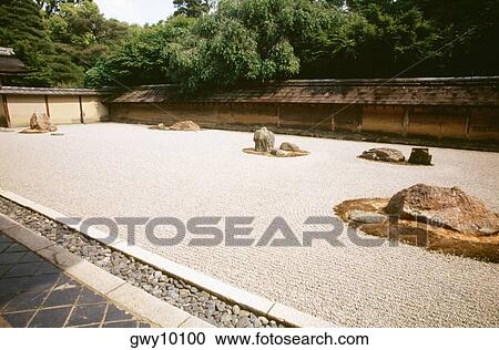 Rocks on display at a rock garden, Ryoanji Temple, Kyoto, Japan View Large Photo Image Stock Image - Rocks on display at a rock garden, Ryoanji Temple, Kyoto, Japan. Fotosearch