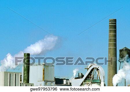 Stock Photograph - Smoke emitting from a factory, Chicago, Illinois, USA. Fotosearch