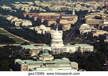 Aerial view of a building, Capitol Building, Library of Congress, Washington DC, USA View Large Photo Image Stock Photography - Aerial view of a building, Capitol Building, Library of Congress, Washington DC, USA. Fotosearch