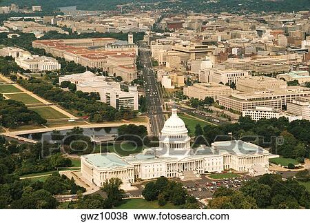 Aerial view of a government building, Capitol Building, Washington DC, USA View Large Photo Image Stock Photo - Aerial view of a government building, Capitol Building, Washington DC, USA. Fotosearch