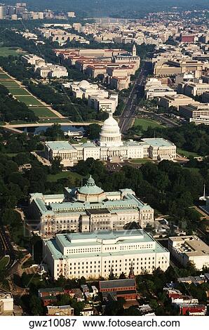 Aerial view of a government building, Capitol Building, Library of Congress, Washington DC, USA View Large Photo Image Stock Photo - Aerial view of a government building, Capitol Building, Library of Congress, Washington DC, USA. Fotosearch