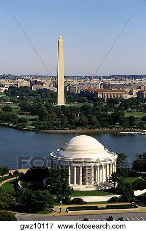 Aerial view of a government building, Jefferson Memorial, Washington Monument, Washington DC, USA View Large Photo Image Stock Photo - Aerial view of a government building, Jefferson Memorial, Washington Monument, Washington DC, USA. Fotosearch