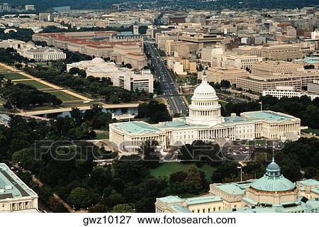 Aerial view of a government building, Capitol building, Washington DC, USA View Large Photo Image Stock Photo - Aerial view of a government building, Capitol building, Washington DC, USA. Fotosearch